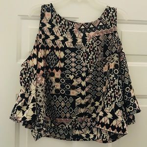 Open Shoulder Bell Sleeve Crop Top